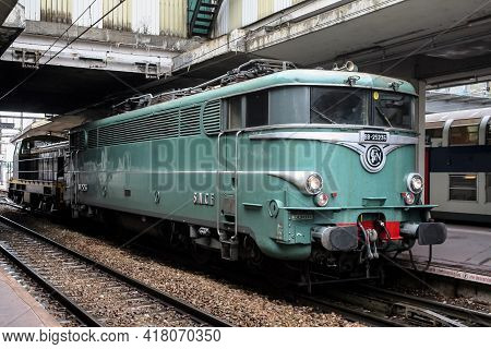 Versailles, France - July 22, 2011: Heritage Electric Locomotive Bb 25200 Series Standing On A Platf
