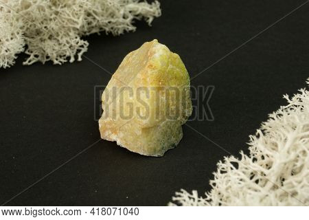 Opal From Madagascar. Natural Mineral Stone On Black Background. Mineralogy, Geology, Magic Of Stone