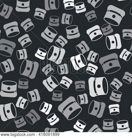 Grey Kepi Icon Isolated Seamless Pattern On Black Background. Cap Army Uniform Headgear. Historic Ge