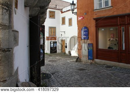 Cesky Krumlov, Czech - April 25, 2012: It Is One Of The Alleys Of The Old Town In The Nove Misto Dis