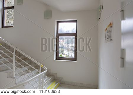 Stone Staircase Between Floors In A Modern Hotel
