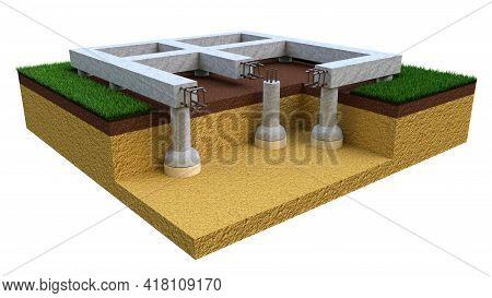 Drilled Belled Foundation - Isolated Concept Industrial 3d Rendering