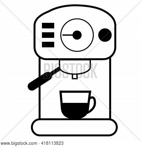 Coffee Machine Icon On White Background. Bar Espresso Coffee Machine. Coffee Machine Sign. Flat Styl