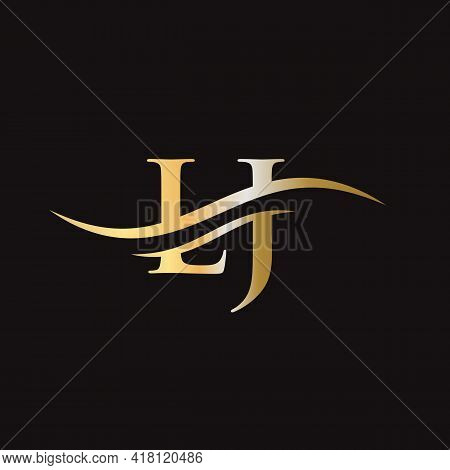 Water Wave Lj Logo Vector. Swoosh Letter Lj Logo Design For Business And Company Identity.