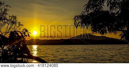 Sunset On The Jatigede Lake, Sumedang, West Java, Indonesia.