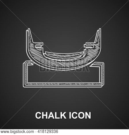 Chalk Boat Swing Icon Isolated On Black Background. Childrens Entertainment Playground. Attraction R
