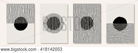 Creative Minimalist Hand Painted Abstract Art Background With Blackand White Stain And Hand Drawn Do