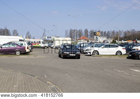 Belars, Nvopolotsk - April 20, 2021: Cars In The Parking Lot In Sunlight