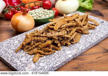Vegetarian Shawarma Meat Imitation Made From Grains, Soybeans, Vegetables And Legumes