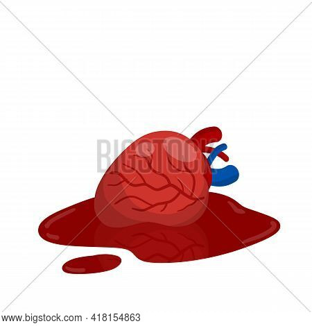 My Heart Is On Floor. Death And Heart Attack. Pool Of Red Blood. Cardiology And Health. Broken Love 