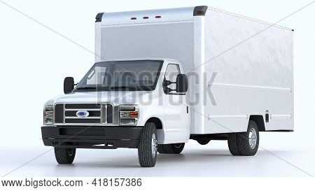 Commercial Land Vehicle On Isolated Background. View Front. Delivery And Shipping Concept. 3d Render