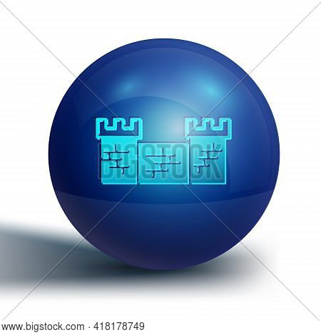 Blue Great Wall Of China Icon Isolated On White Background. Blue Circle Button. Vector
