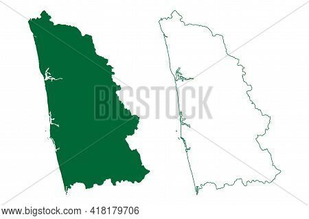 Udupi District (karnataka State, Republic Of India, Mysore Division) Map Vector Illustration, Scribb
