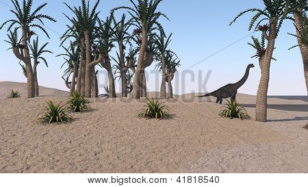 Brachiosaurus op de wal