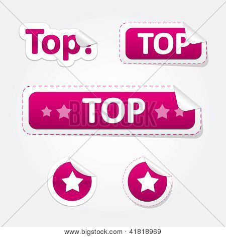 Sæt af Top bøjet Stickers og Labels
