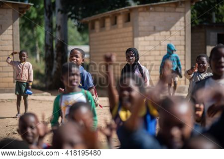 Afro-descendent Children Are Attending A Rural School In Malawi.