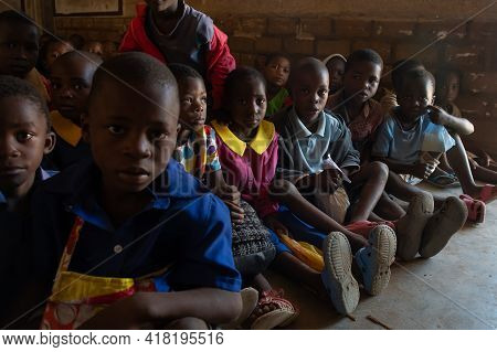 Afro-descendent Children Are Attending A Rural School In Malawi.