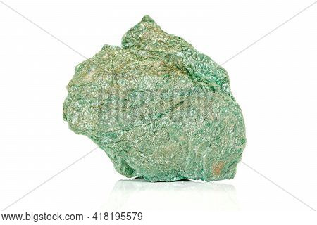 Macro Stone Mineral Actinolite On A White Background Close Up