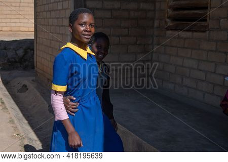 Afro-descendent Children Are Attending A Rural School In Malawi.