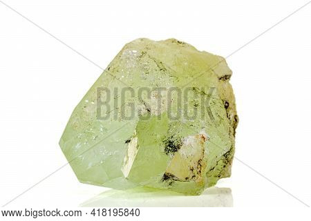 Macro Stone Mineral Datolite On A White Background