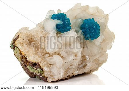 Macro Stone Mineral Cavansite On White Background