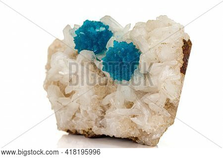 Macro Stone Mineral Cavansite On White Background