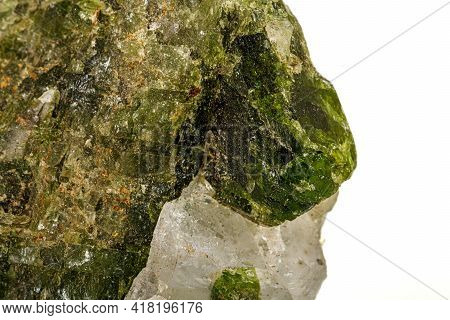 Macro Stone Mineral Datolite On A White Background