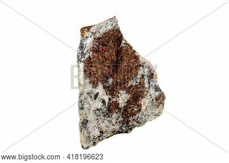 Macro Stone Astrophyllite Mineral On White Background