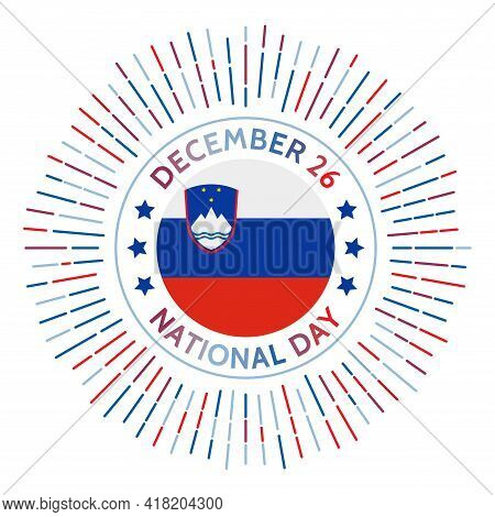 Slovenia National Day Badge. Date Of The Release Of The Official Results Of The Independence Plebisc