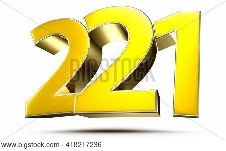 221 Gold 3d Illustration On White Background With Clipping Path.