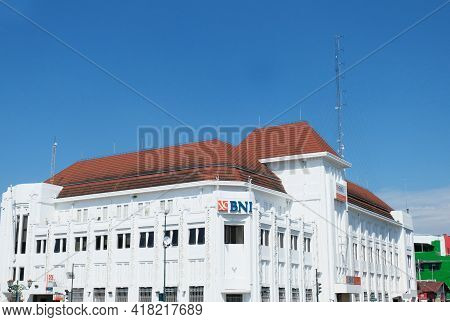 Yogyakarta, Indonesia - 03 April 2021: Bni Bank Buildings In Yogyakarta, Bni Bank Heritage Buildings