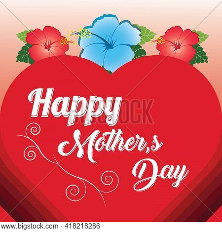 Happy Mothers Day Background Elegant Heart Mom Vector Illustration.