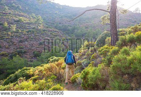 Beautiful landscapes on the Carian trail. Aegean Sea, Turkey.