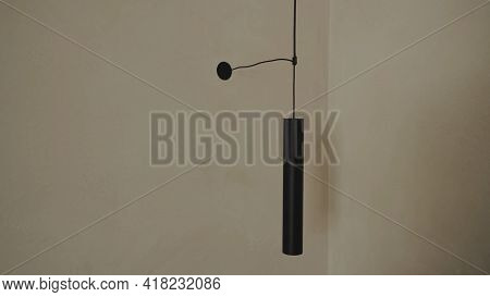Modern Wall Lamp For Decorate Interior Lantern, Copy Space, Black Light On The Wall, Perspective, Ye