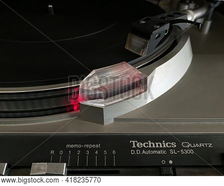 Bologna - Italy - April 25, 2021: Technics Quartz Turntable Record Player With Original Stylus