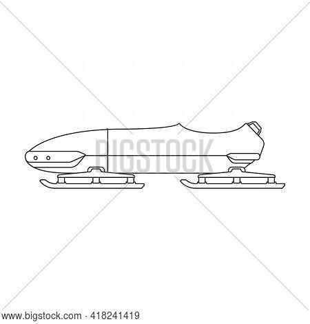 Bobsled Vector Outline Icon. Vector Illustration Bobsleigh On White Background. Isolated Outline Ill