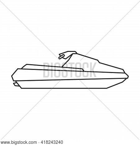 Jet Ski Vector Outline Icon. Vector Illustration Jetski On White Background. Isolated Outline Illust
