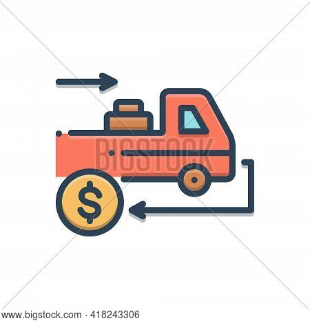 Color Illustration Icon For Cashondelivery Deliver  Receive  Shipping Vehicle Shipment Courier Cash 
