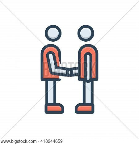 Color Illustration Icon For Partner Fellow Companion Friend Buddy Dost Handshake