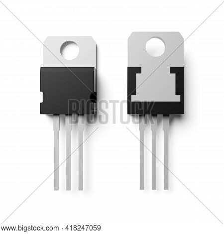 Electronic Component In To-220 Package Isolated On White Background. 3d Rendering Illustration.