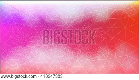 Bright Pink Background With Geometric Elements And White Fog. 
Colorful Background With Colored Smok