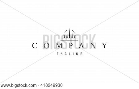 Vector Logo Nak Which Is An Abstract Image Of Several Skyscrapers In A Linear Style.