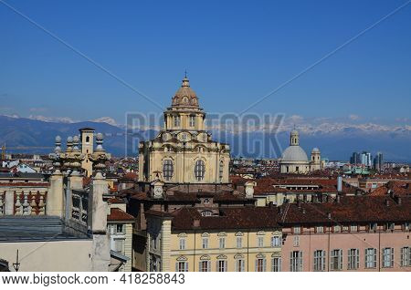 The Old Archecture Of Turin, Panorama, Italy