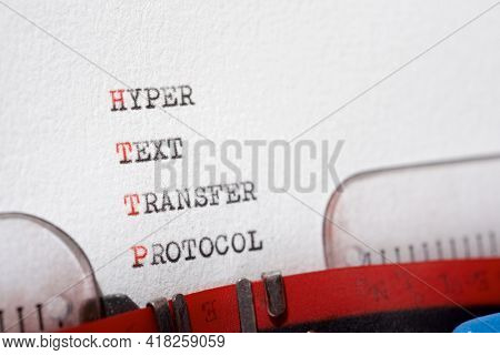 Hyper text transfer protocol phrase written with a typewriter.