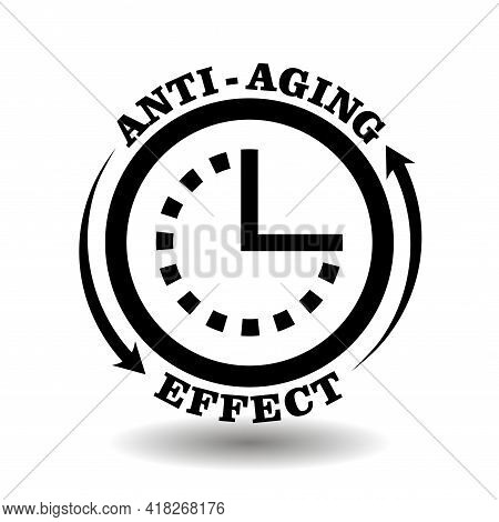 Round Creative Logo For Anti-aging Effect Cosmetics Packaging. Anti Age Chemical Complex Symbol With