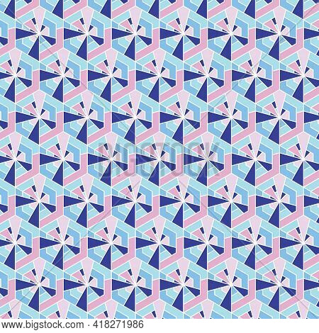 Vector. Modern Abstract Seamless Hexagon Pattern.  Kaleidoscope Color Palette. Geometric Shapes.