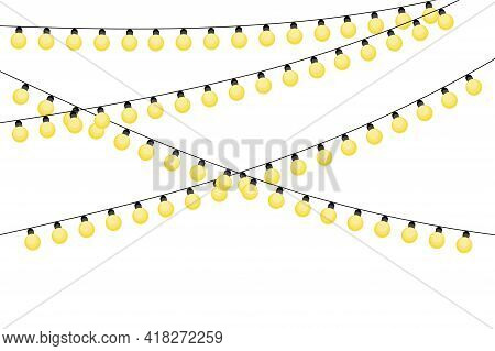 Light Bulbs Garland For Decoration Design. Holiday Decoration. Christmas Banner. Vector Illustration