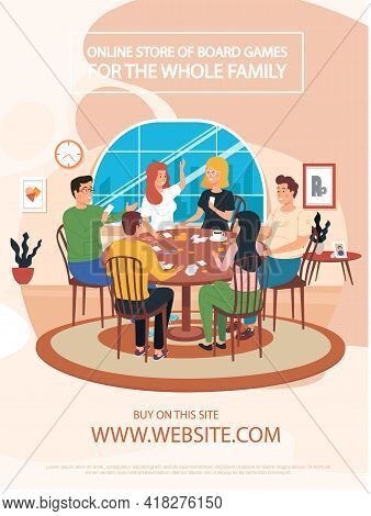 Happy Family Or Friends Playing Who Am I Game At Home On Weekend. People Are Spending Time Together 