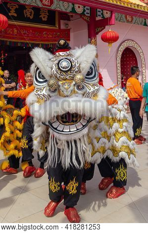 Lion Dance Show In Chinese New Year Festival On 1St Day Chinese New Year