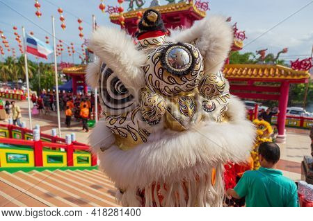 Lion Dance Show In Chinese New Year Festival On 1St Day Chinese New Year